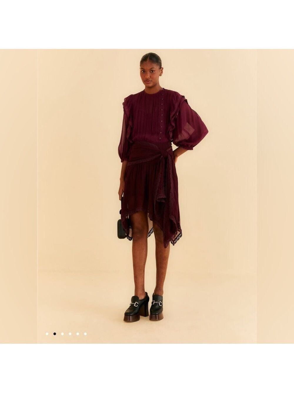 Farm Rio Burgundy Ruffle Blouse - Picture 2 of 9